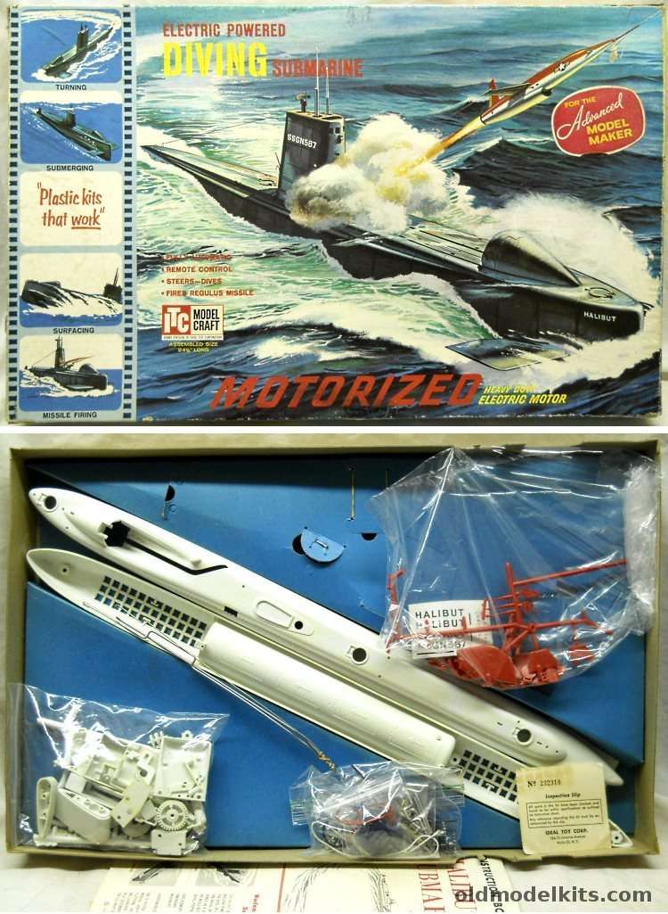 ITC 1/175 Halibut SSGN 587 Cam-A-Matic Submarine - (Electric Powered Diving Motorized Regulus Sub), 3660-998 plastic model kit